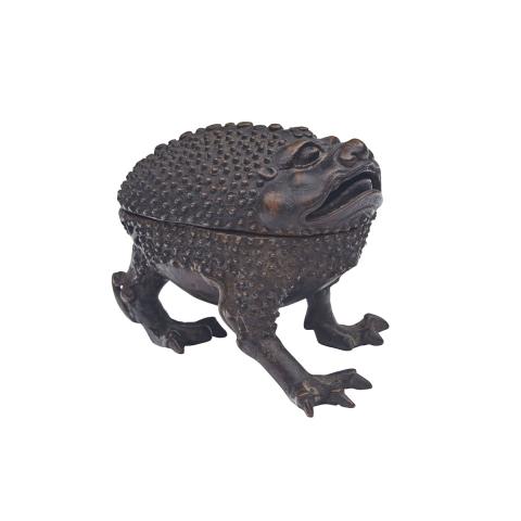 Appraisal: Bronze Three-Legged Toad Censer th th Century With a domed