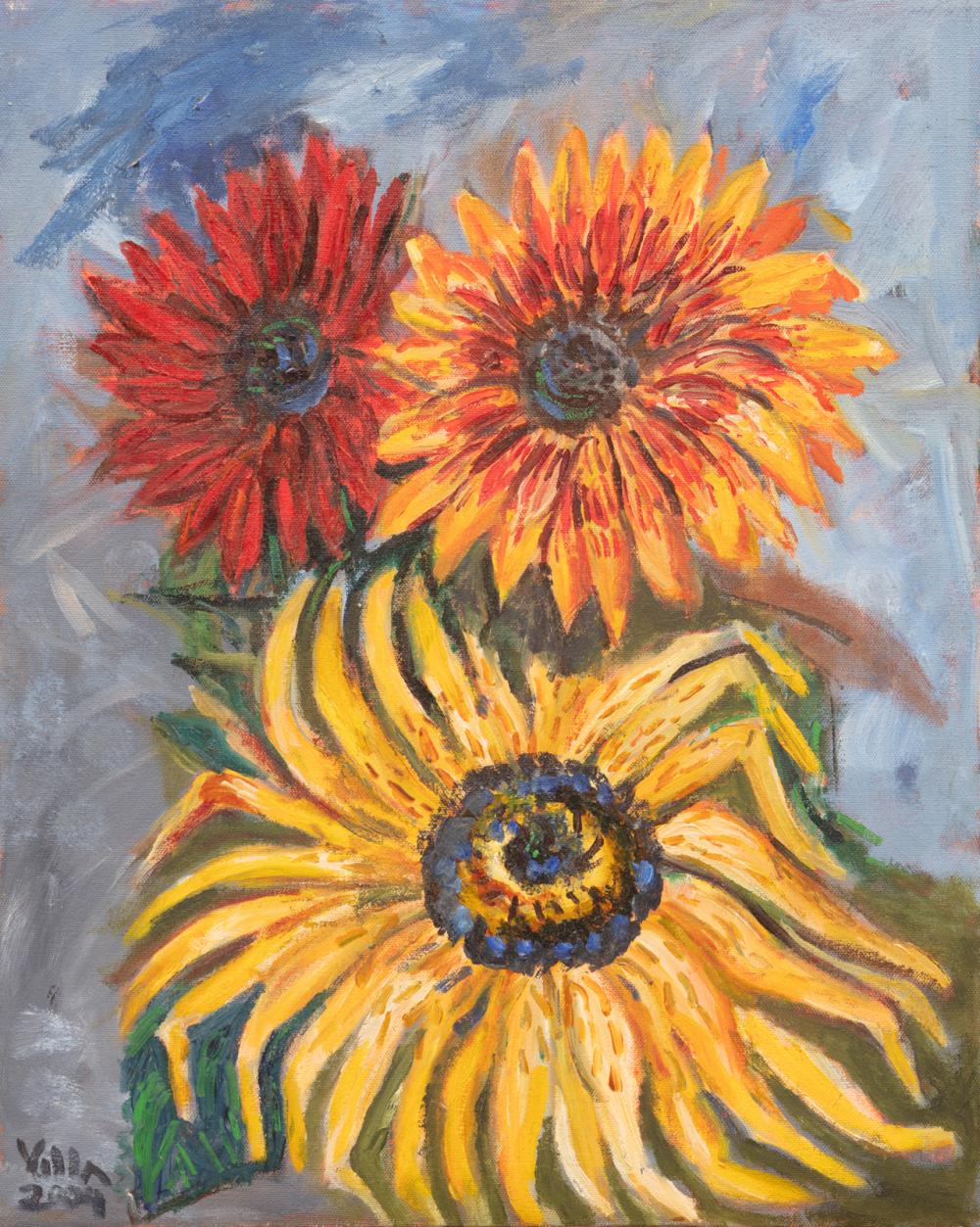 Appraisal: Mario Villa Nicaraguan New Orleans - Three Flowers oil on