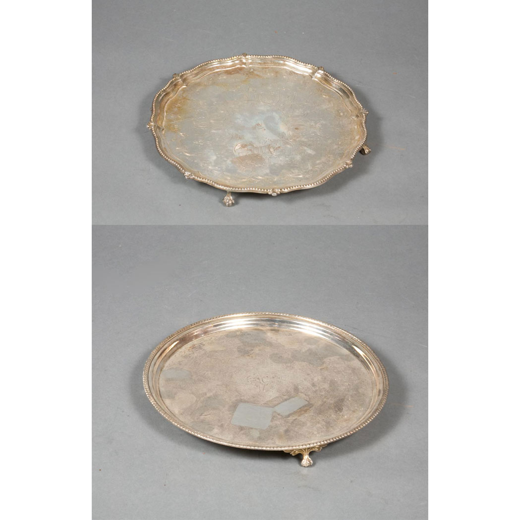 Appraisal: Group of Five Silver Plated Footed Trays Diameter of largest