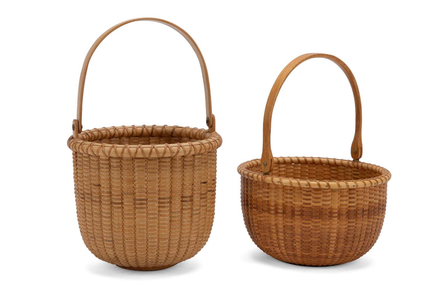 Appraisal: ROUND OPEN NANTUCKET BASKETS FOREMAN HALA Two American School Nantucket