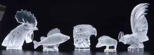 Appraisal: LALIQUE Five modern mascot hood ornaments 's comprising Tete De