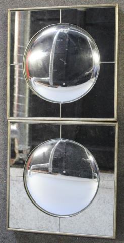 Appraisal: Pair of Silvered Bullseye Convex Mirrors From a Queens NY