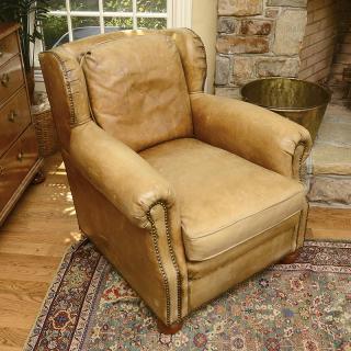 Appraisal: Ralph Lauren Home upholstered leather club chair Ralph Lauren Home