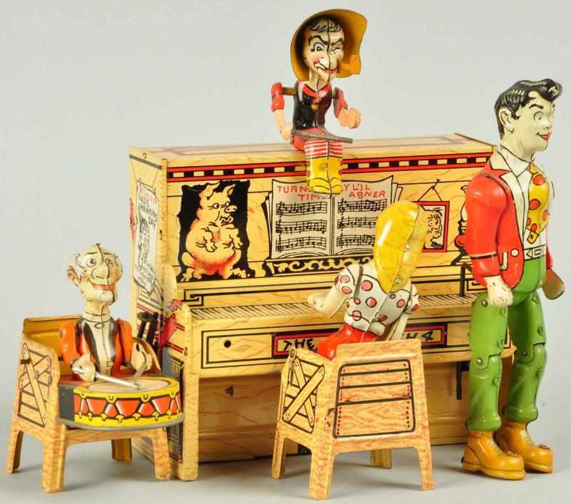 Appraisal: Tin Unique Art Lil' Abner Dog Patch Band Toy Description