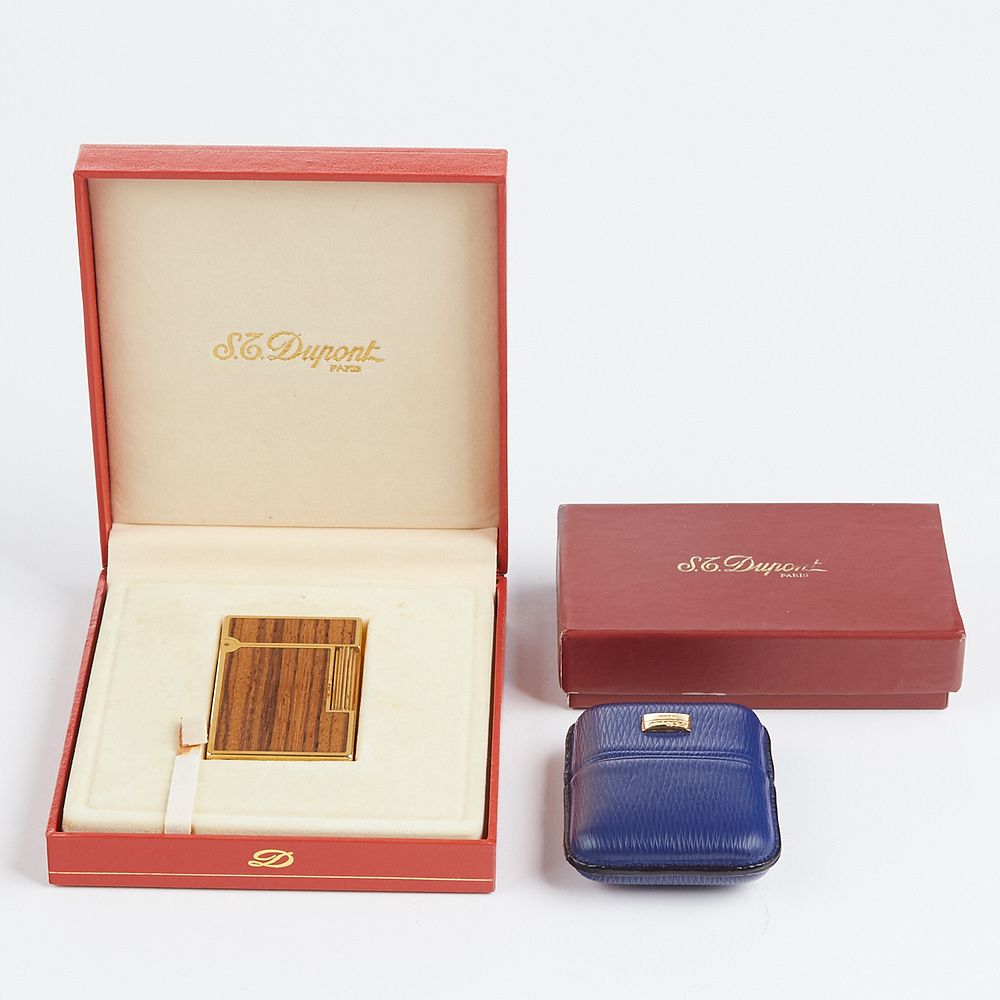 Appraisal: S T Dupont Gold Plated Wood Veneer Lighter S T