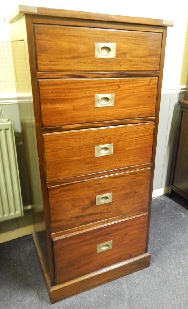 Appraisal: A modern campaign type mahogany and brass bound chest with