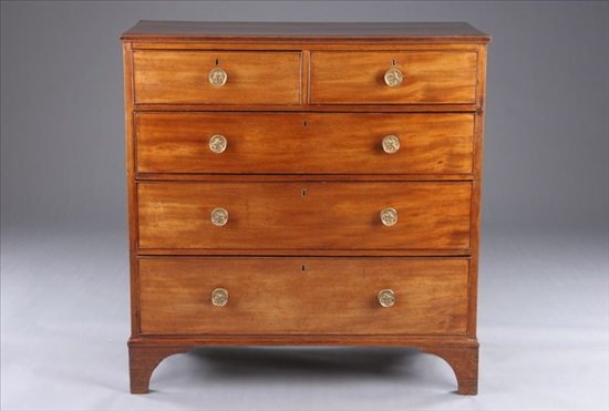 Appraisal: ENGLISH GEORGE III REGENCY MAHOGANY FIVE-DRAWER CHEST late th century