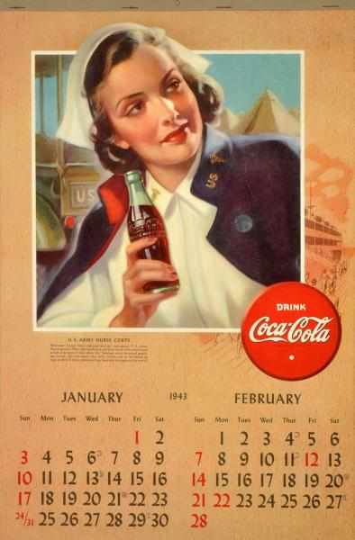 Appraisal: Coca-Cola Calendar Nicely matted and framed under plexiglass Beautiful condition