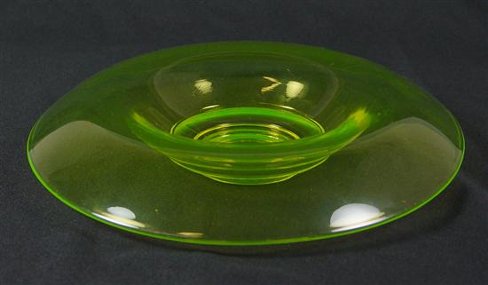 Appraisal: Vaseline Glass Bowl Circa Stretch retroverted bowl Excellent condition x