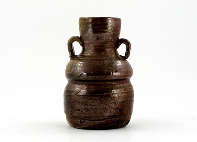 Appraisal: A Japanese stoneware cylindrical vase with waisted neck and ring