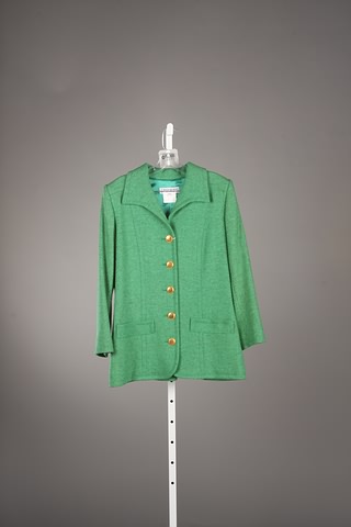 Appraisal: Yves Saint Laurent green wool jacket with gold buttons Approx