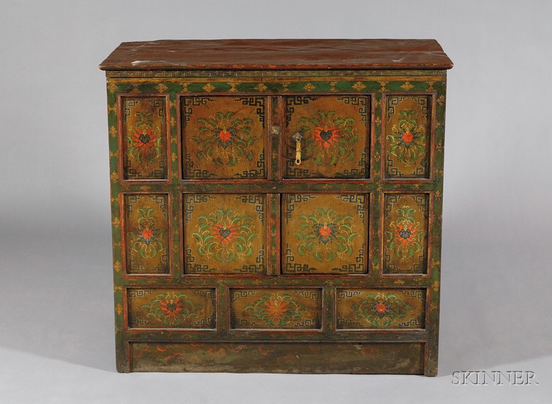 Appraisal: Four-Door Cabinet Tibet early th century blue and red floral