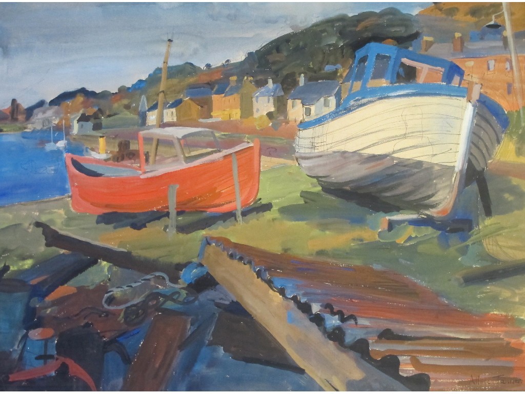 Appraisal: AILSA TANNER fl BOATS AT BOWLING Gouache signed and dated