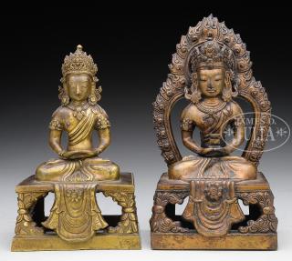 Appraisal: PAIR OF GILT BRONZE STATUES China th century Each statue