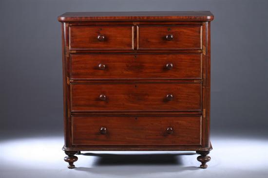 Appraisal: WILLIAM IV MAHOGANY CHEST OF DRAWERS Circa Projecting plinth top