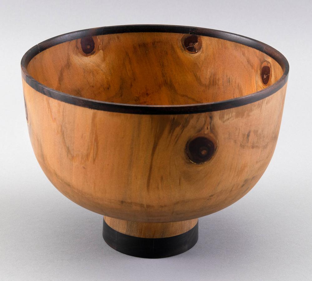 Appraisal: ASIAN-STYLE PINE AND EBONY BOWL BY M RIORDAN AUSTRALIA TH