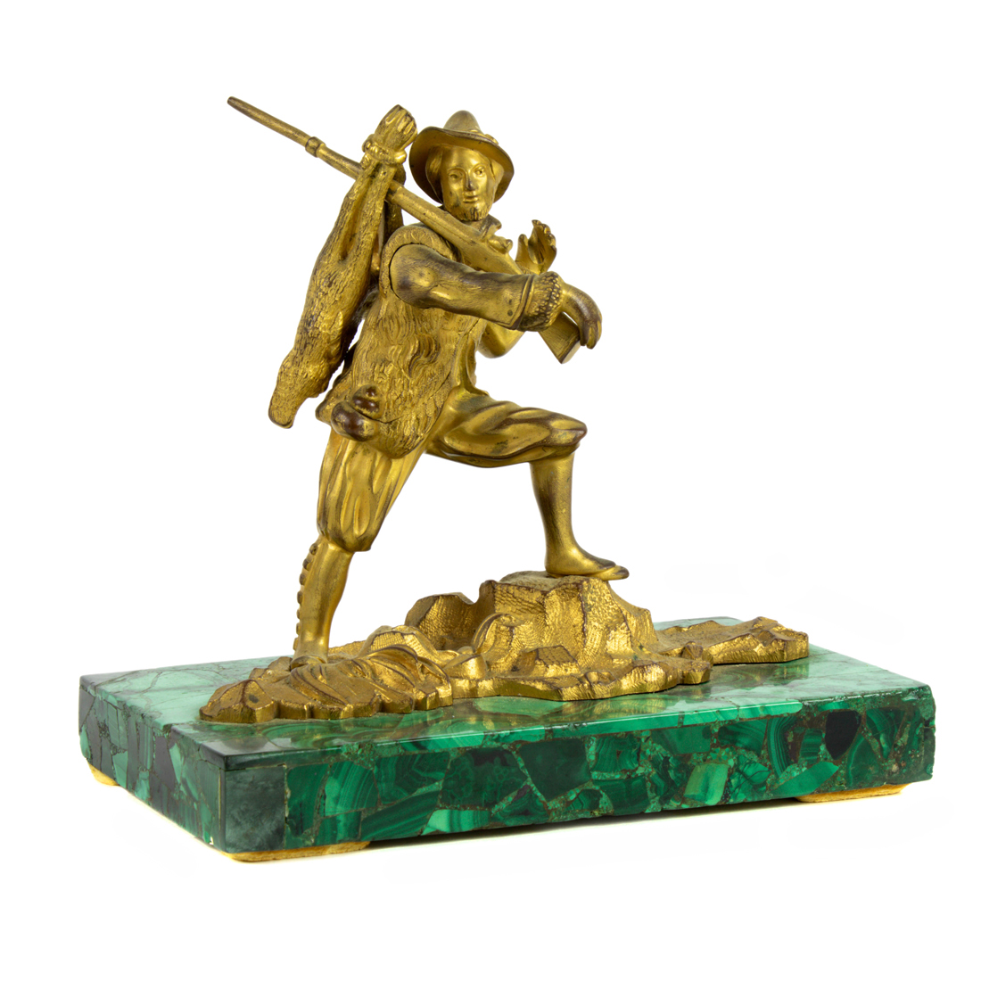 Appraisal: A CONTINENTAL GILT BRONZE FIGURE OF A HUNTER POSSIBLY RUSSIAN