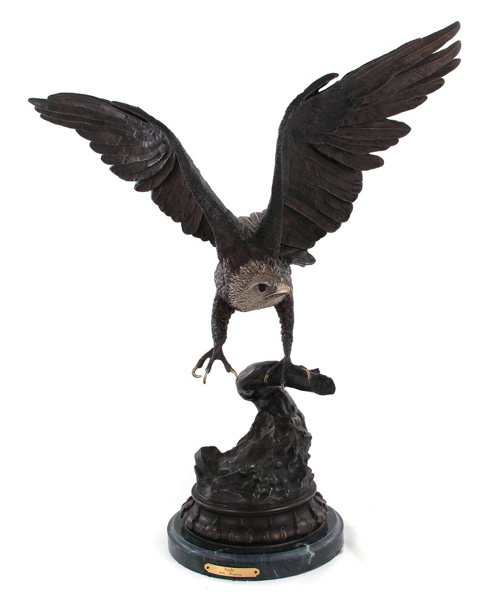 Appraisal: Jules Moigniez after French - EAGLE TAKING FLIGHT cold-painted bronze