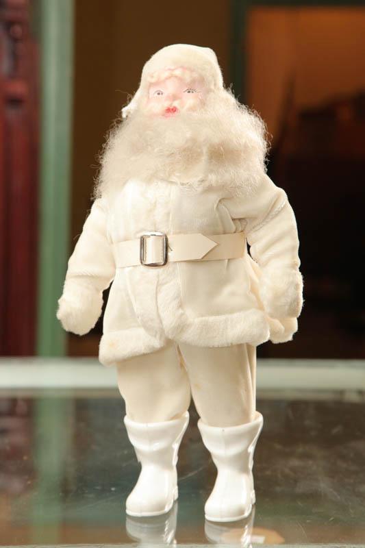 Appraisal: SANTA FIGURE Stuffed cloth Santa in white with a painted