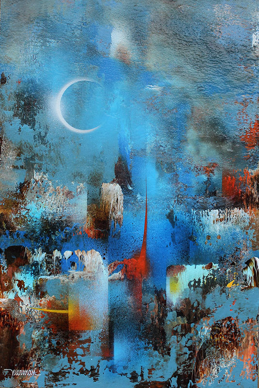 Appraisal: NIERMAN Leonardo Mexican - Abstract Composition with Moon Eclipse Oil