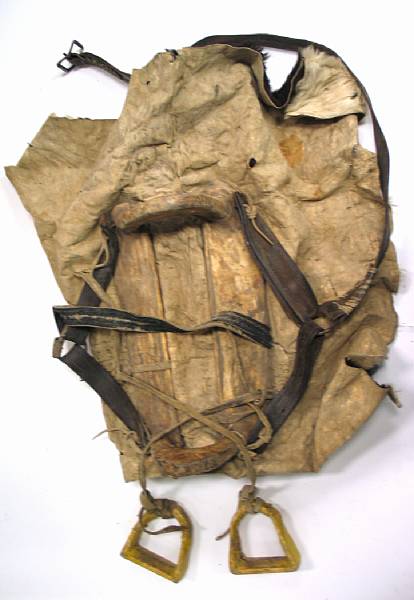 Appraisal: A Blackfoot saddle With cowhide blanket girth strap and stirrups