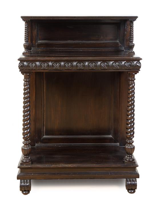 Appraisal: Sale Lot An English Mahogany Console Table the shelved superstructure