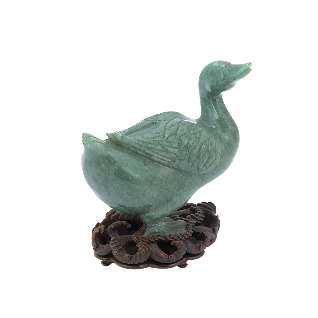 Appraisal: Chinese Green Jade Figure of a Duck Length inches