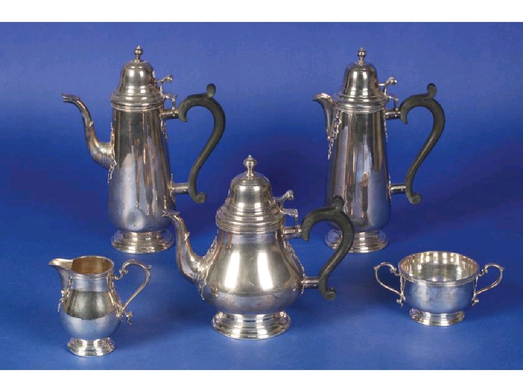 Appraisal: A FIVE PIECE TEA COFFEE SET of circular tapering form