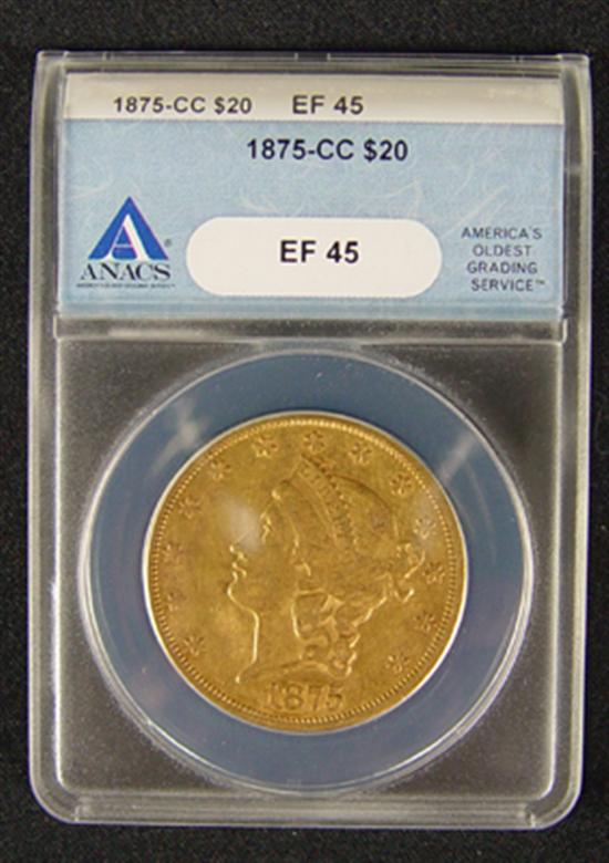 Appraisal: -CC Liberty Gold Coin ANACS certified and graded XF Better