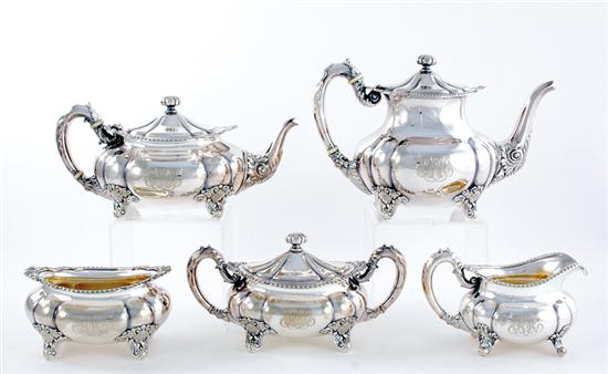 Appraisal: Gorham silverplate tea and coffee service gadroon and shell decorated