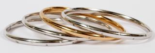 Appraisal: KT WHITE AND YELLOW GOLD DIAMOND BANGLE BRACELETS KT WHITE