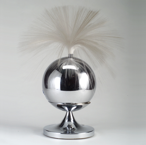 Appraisal: Pop-art table lamp of polished chrome with optic fibers on