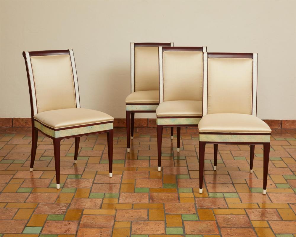 Appraisal: A set of four contemporary Cl ment Rousseau-style chairs th