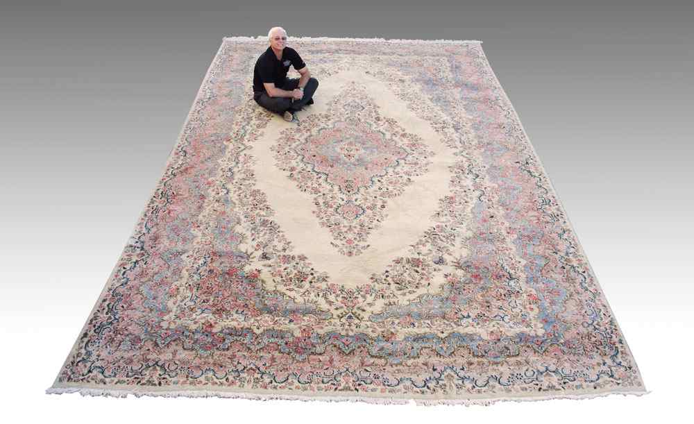 Appraisal: PERSIAN SEMI-ANTIQUE KERMAN HAND KNOTTED WOOL RUG ' '' x