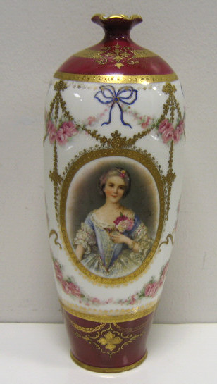 Appraisal: GERMAN PORCELAIN PORTRAIT VASE Erdmann Schlegelmilch Suhl circa - of