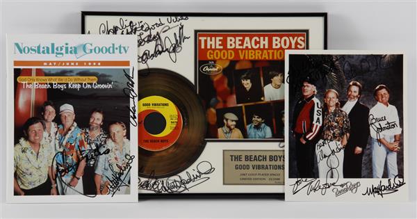 Appraisal: The Beach Boys Good Vibrations KT Gold Plated Single Signed