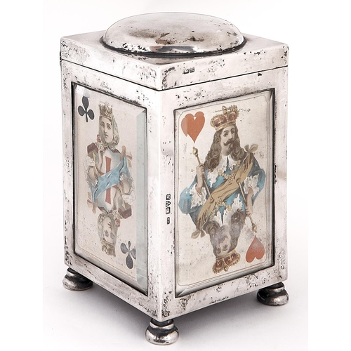 Appraisal: An Edwardian silver playing card box each side inset with