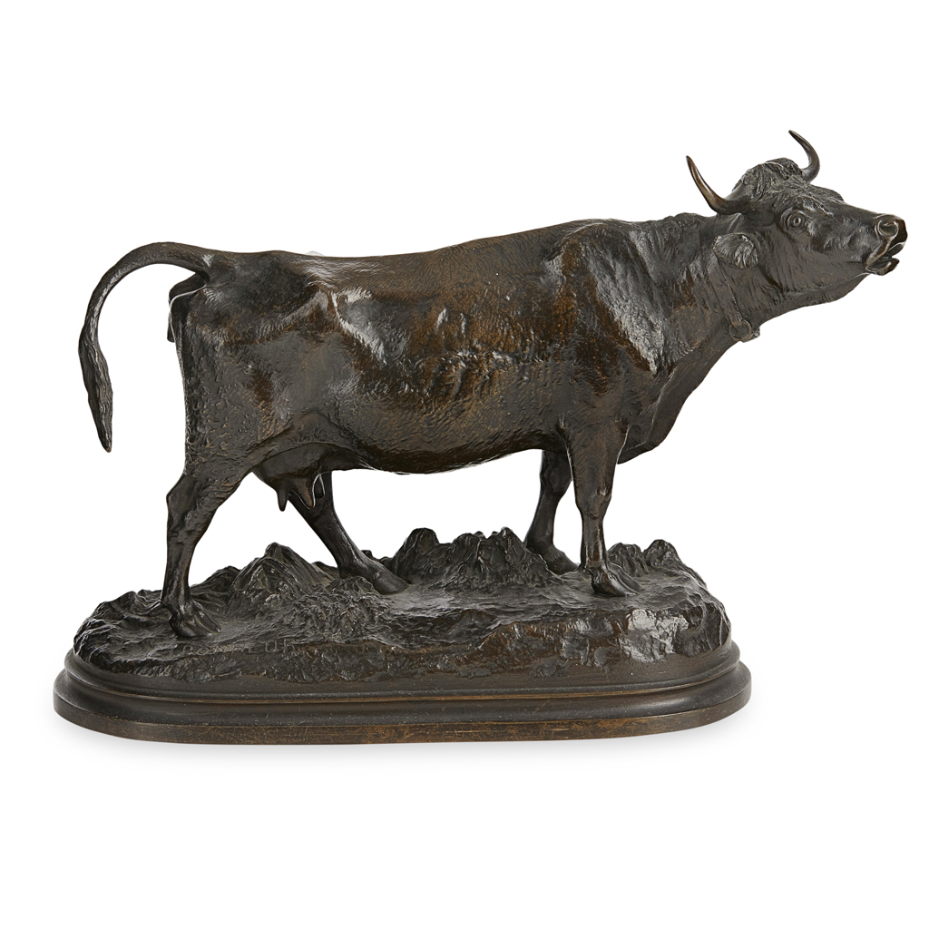 Appraisal: ISIDORE JULES BONHEUR FRENCH - BRAYING COW bronze mid-brown patina