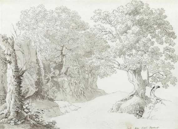 Appraisal: HACKERT CARL LUDWIG Prenzlau - Morges Landscape study with deciduous