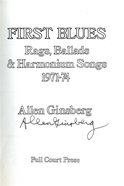 Appraisal: vol Ginsberg Allen First Blues Rags Ballads Harmonium Songs -