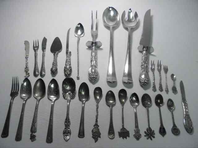 Appraisal: Large lot of assorted silverplate and sterling silver Includes collectable