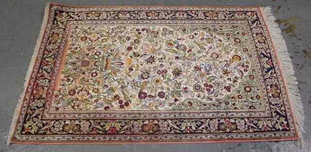 Appraisal: Oriental Scatter Carpet with Birds Possibly silk From a Mahopac