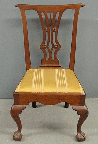 Appraisal: - Philadelphia Chippendale mahogany side chair c with a with