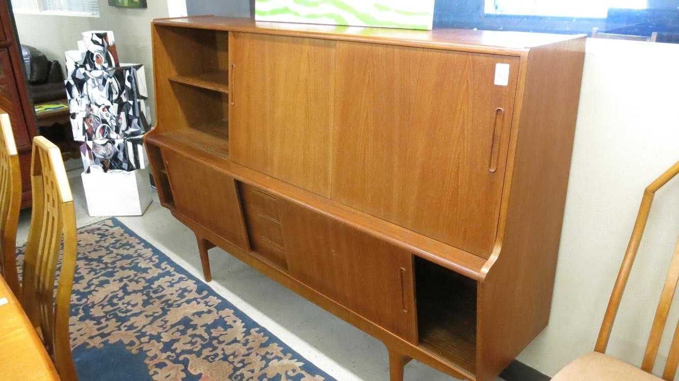 Appraisal: DANISH MID-CENTURY MODERN TEAK SIDEBOARD the top portion with three