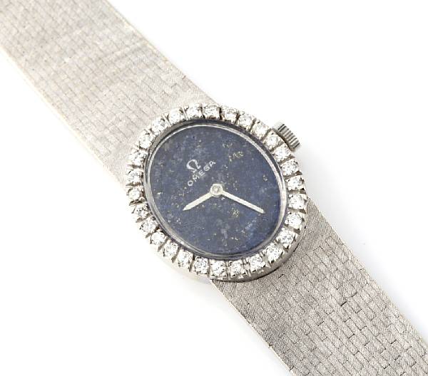 Appraisal: A diamond and k white gold bracelet wristwatch Omega oval