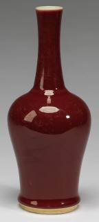 Appraisal: Chinese oxblood bottle vase h Chinese oxblood bottle vase having