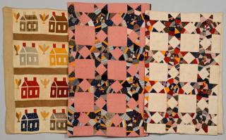 Appraisal: Quilts Schoolhouse and Star patterns American hand stitched quilts st