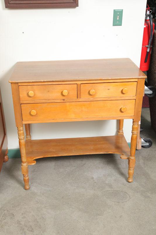 Appraisal: SMALL SIDEBOARD Poplar with two over one drawer lower shelf