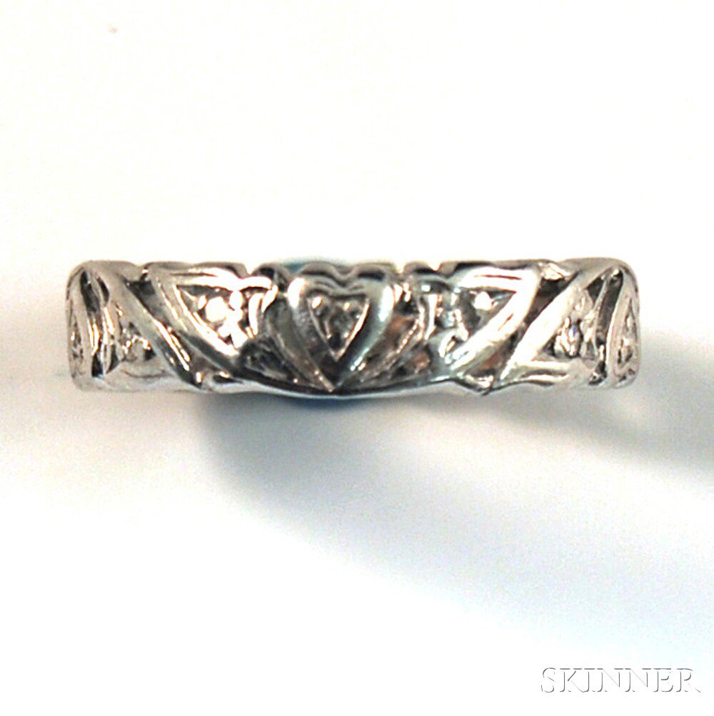 Appraisal: Platinum and Diamond Band the band formed of heart-shaped motifs