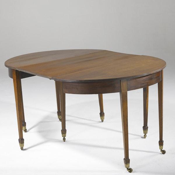 Appraisal: ENGLISH HEPPLEWHITE DINING TABLE Two-section table with one leaf x